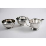 A SMALL MODERN MILK JUG & TWO SMALL CIRCULAR SUGAR BOWLS mixed makers & dates;  the jug 3"  (7.5