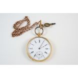 A GOLD OPEN FACED POCKET WATCH BY VACHERON & CONSTANTIN the white enamel dial with Roman numerals