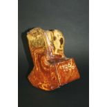 FOLK ART SLIPWARE ROCKING CHAIR - 1896 an interesting pottery model of a rocking chair, made of