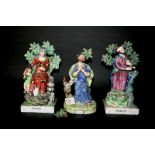 3 19THC PEARLWARE FIGURES of Widow, Peter and Elijah, each figure painted in typical enamel