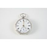 A 19TH CENTURY SILVER OPEN FACED POCKET WATCH the white enamel dial with Roman numerals and