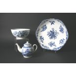 PEARLWARE TEAPOT a small pearlware teapot with a blue and white oriental design, also with a