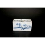 18THC DELFT FLOWER BRICK each side painted with buildings in a landscape, each end painted with a