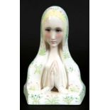 LENCI FIGURE - MADONNA a coloured pottery figure with sprays of flowers and leaves. Painted mark,