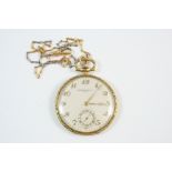 AN 18CT. GOLD OPEN FACED POCKET WATCH BY HAAN NEVEUX & CO. the signed circular dial with Arabic
