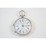 A SILVER STOP WATCH BY THOS COUPE, RAWTENSTALL the signed circular dial with Roman numerals,