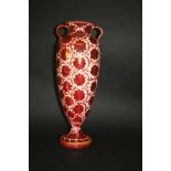LARGE RUBY LUSTRE VASE in the manner of William De Morgan, with a floral design and ruby lustre