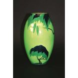 CARLTONWARE HANDCRAFT VASE in the Tree of Life design, the design on a green ground. Marked,