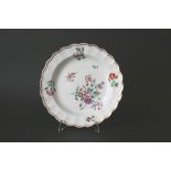 18THC WORCESTER PLATE a Flight period plate, painted with panels of flowers and leaves. Also with