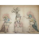 ENGLISH SCHOOL, Circa 1800 A LAMPOON ON OPERA Watercolour with pen and ink 38.5 x 54.5cm.; with a