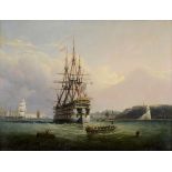 ATTRIBUTED TO JOSEPH WALTER (1783-1856) HMS ROYAL ADELAIDE LYING AT ANCHOR IN THE HAMOAZE AT