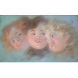 RENE LOUIS PEAN (1875-1945) HEAD STUDY OF THREE GIRLS Signed, pastels 25.5 x 39cm. ++ Good
