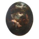 FOLLOWER OF JOHANN MARTIN METZ (1717-1790) A MAN FINDING A SLEEPING GIRL Oil on copper, oval 20 x