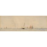 WILLIAM LIONEL WYLLIE, RA (1851-1931) YACHTS AND OTHER VESSELS (SOLENT?) Signed, watercolour and