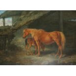 JAMES WARD, RA (1769-1859) CHESTNUT MARE AND FOAL Bears a signature, oil on canvas 32.5 x 44cm. *