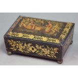 A REGENCY WORK BOX with japanned chinoiserie decoration 7.5" (19cm)