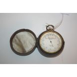 CASED POCKET BAROMETER by L Casella, Maker to the Admiralty & Ordnance London, with a silvered