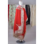 A COLLECTION OF C19TH SHAWLS A red Persian shawl embroidered in white satin stitch, with silk fringe