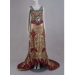 1930'S LAME DRESS - EGYPTIAN REVIVAL GOWN. This breath taking piece was made for an Egyptian-