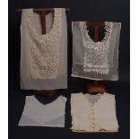 TWO LATE C19TH HONITON LACE VANITY VESTS And a further silk lace vest. (3)