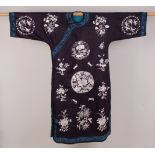 EARLY C20TH HAND EMBROIDERED CHINESE ROBE A long chinese robe hand embroidered with roundel's