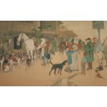 AFTER CECIL ALDIN HUNT MEET AT THE HARE AND HOUNDS Chromolithograph, published by Lawrence &