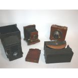 EARLY PLATE CAMERAS including a cased Kershaw Marion & Co plate camera, a No 4 Panoram-Kodak Model B