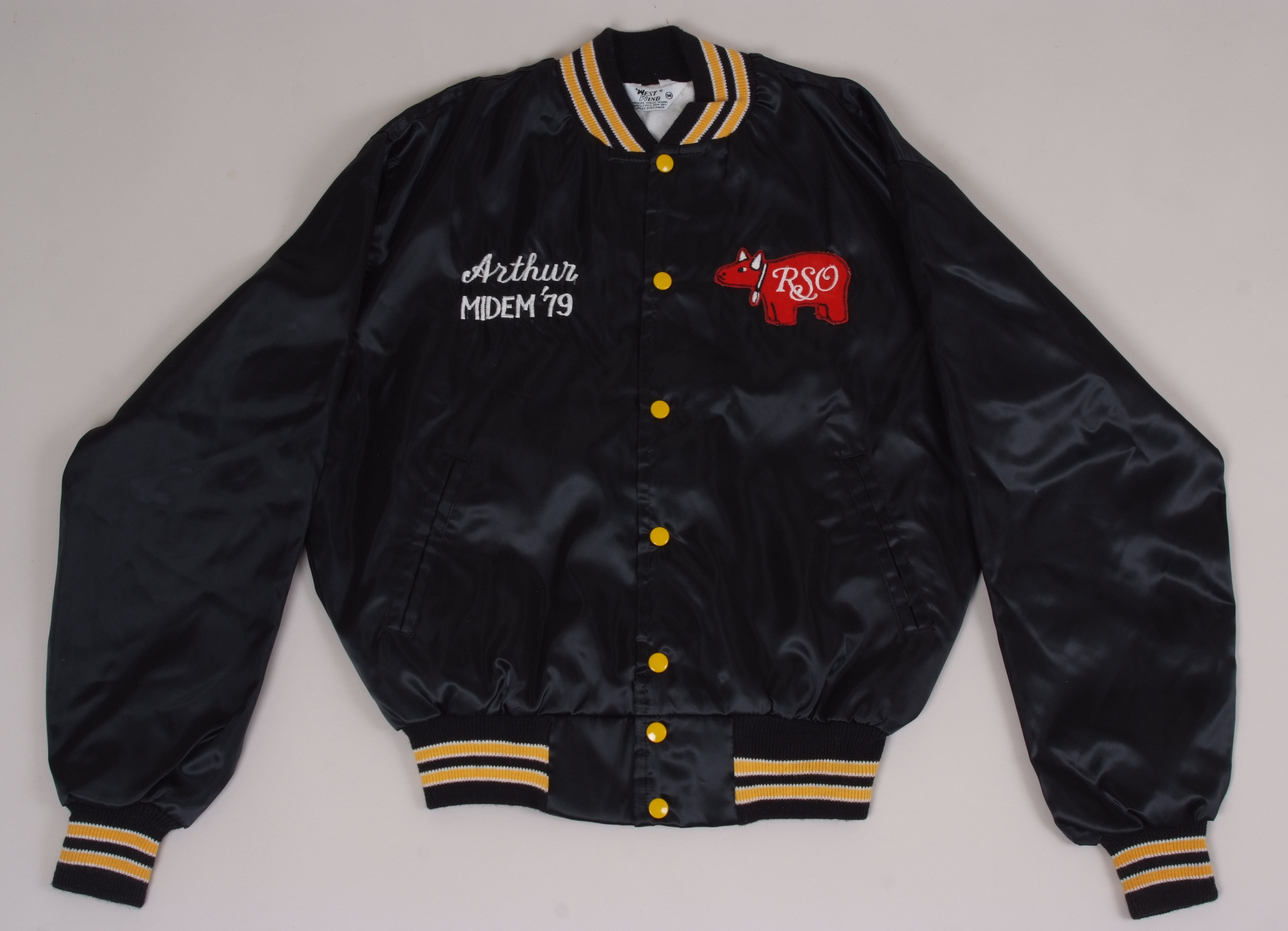 A RARE BEE GEE'S 1979 CONCERT TOUR JACKET. This black satin tour jacket was originally owned by - Image 3 of 5