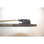 CELLO BOW - VICTOR a lovely quality bow mounted in silver and abalone shell, stamped T Victor. 72cms