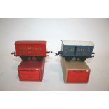 HORNBY 0 GAUGE 2 boxed 0 gauge private owners wagons, Crawford's Biscuit Van with replica box, and