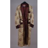 GENTLEMAN'S CHINESE DRESSING GOWN A bronze and gold heavy satin dressing gown, with pockets, belt