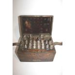 19THC MEDICAL SURGEONS CHEST an oak chest with brass fittings and leather strap, with a fitted