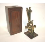 VICTORIAN BINOCULAR MICROSCOPE - W PULLINGER a large brass binocular polarizing microscope, by W