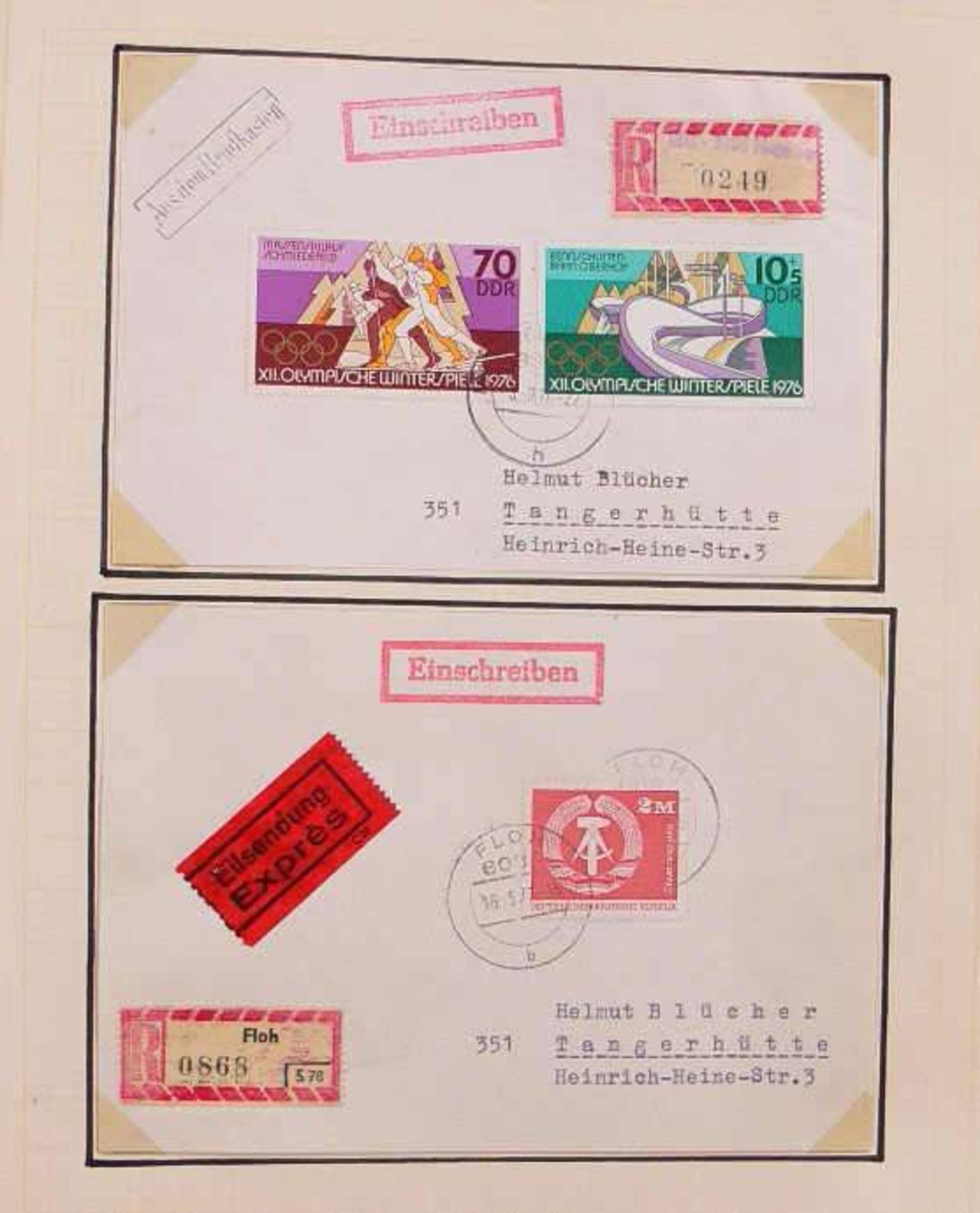 Reserve: 50 EUR        DDR 1959/90, nette Sammlung Briefe und Belege auf selbst gestalteten Blättern - Image 2 of 3