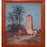 Wilhelm Hermann A. Lauter, Aquarell auf Papier, "orientalische Szene" Wachturm mit Stadttor,