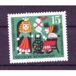 BRD 1964, Mi.-Nr. 448 DD. Märchen. Doppeldruck der Farben Schwarz und Rot. Geprüft Zierer.