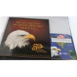 Limitierte Sammelmappe "Die 50 Quater-Dollars der USA". 24 Karat vergoldet von 1999-2008. Zusätzlich