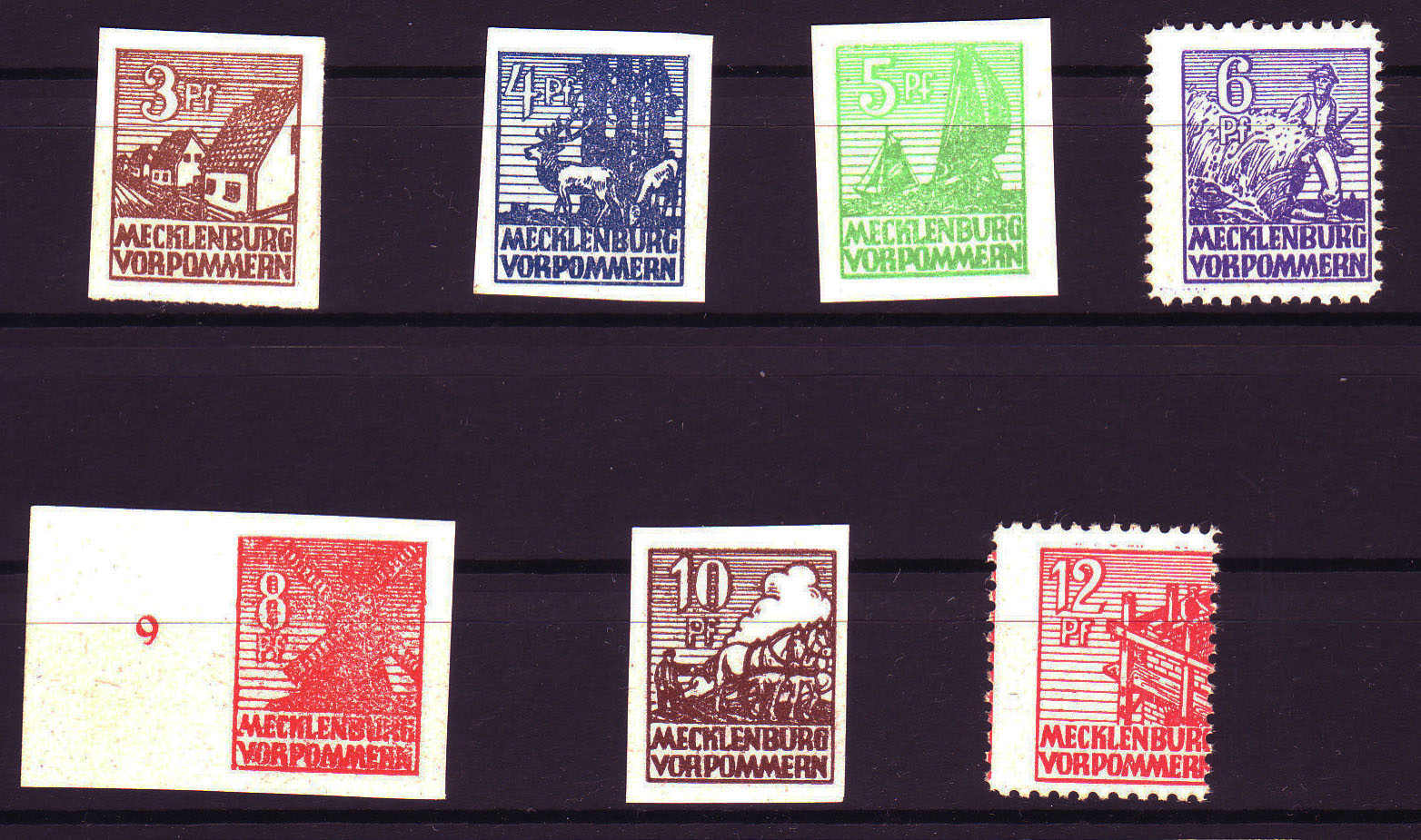 SBZ Mecklenburg-Vorpommern 1946, Mi.-Nr. 29 x, 30 x, 32 x, 34 x - 36 x.. Postfrisch.Mindestpreis: 10