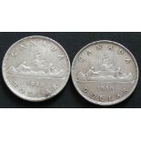 Kanada 1935/36, 2 x 12 Dollar Silbermünze "Kanu + George V. Erhaltung: ss.Mindestpreis: 15 EUR