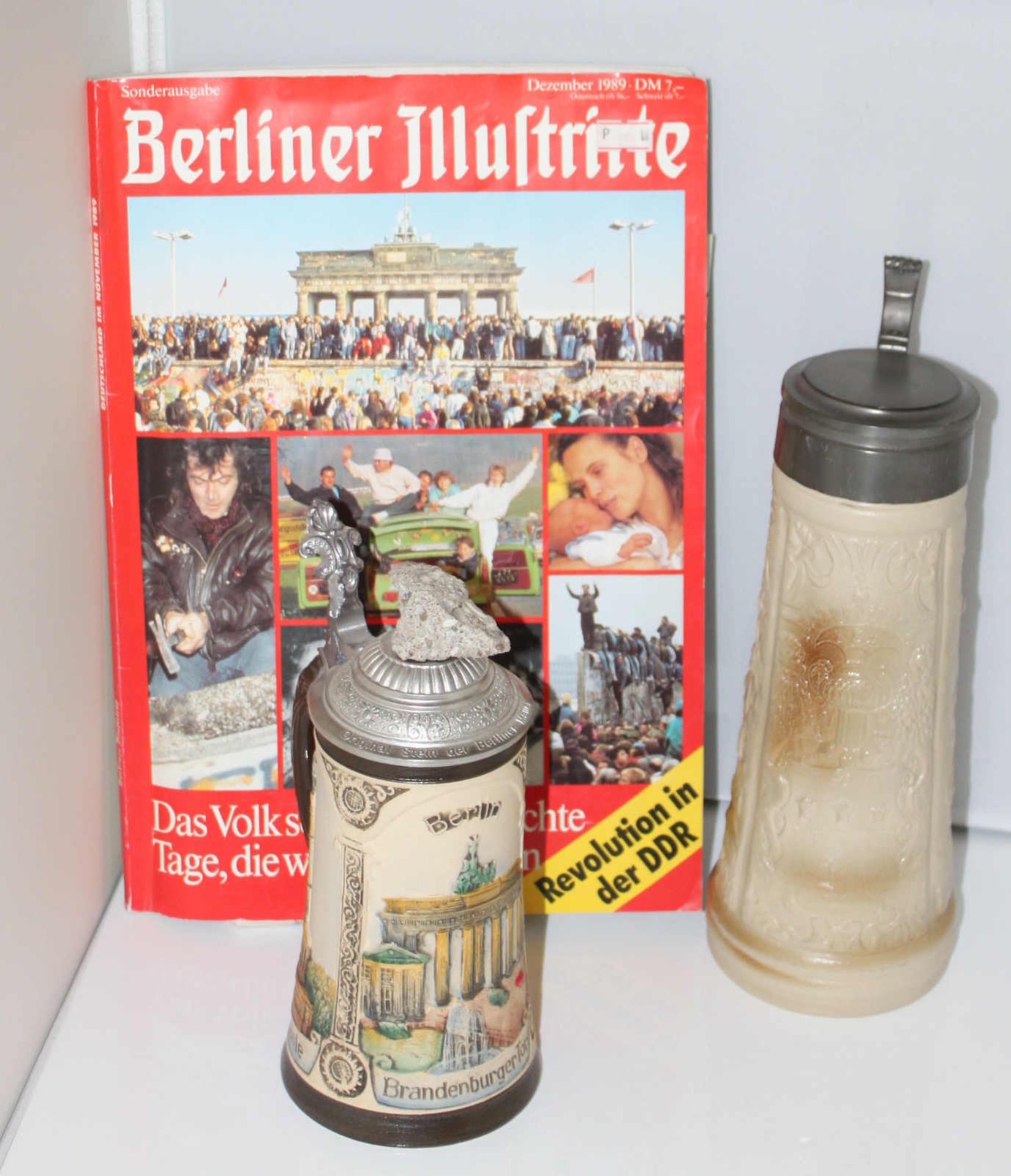 2 Keramikkrüge 1x Berliner Mauer "Limitiert auf 4000 Stück mit Mauerstück", sowie 1 Berliner - Image 2 of 2