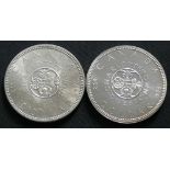 Kanada 1964, 2 x 1.- Dollar - Silbermünzen "Charlottetown - Quebec". Silber. Erhaltung: vz.