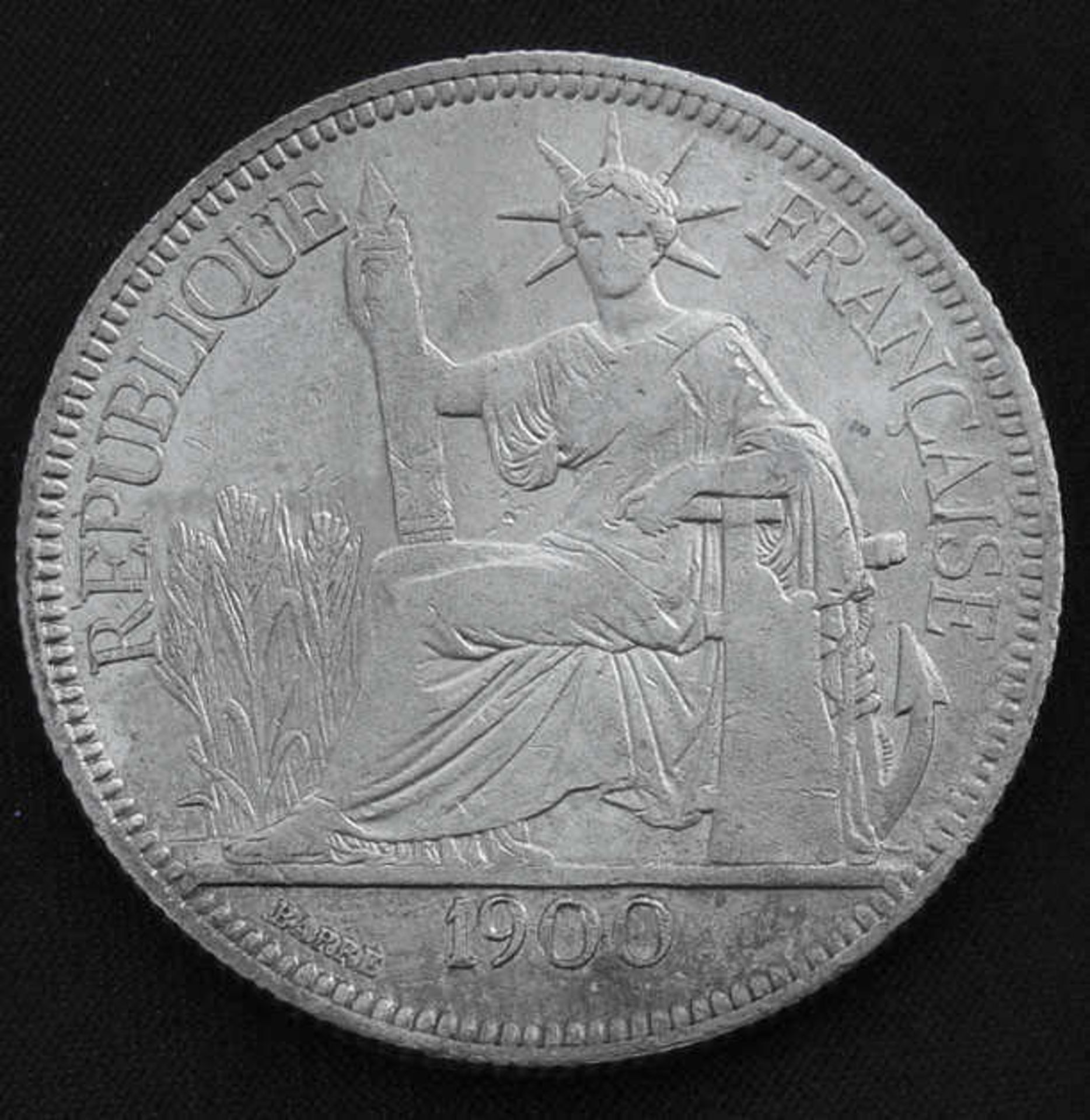 Silbermünze Indochina, 1 Piaster 1900, Französische Kolonie, Katalog Nr. KM 5a/1Mindestpreis: 15