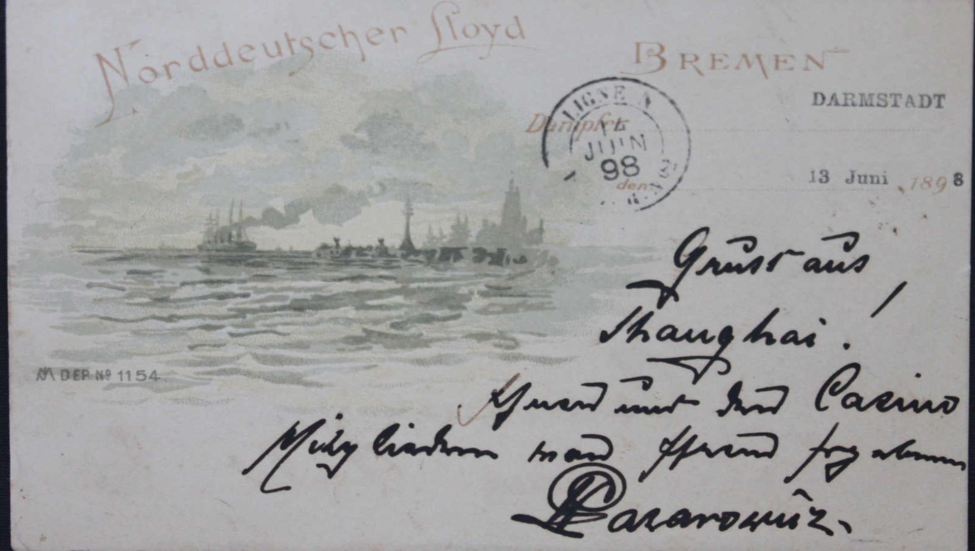 Französische Kolonie China, gelaufene Postkarte von Shang-Hai nach Sanct Avold - Image 2 of 2