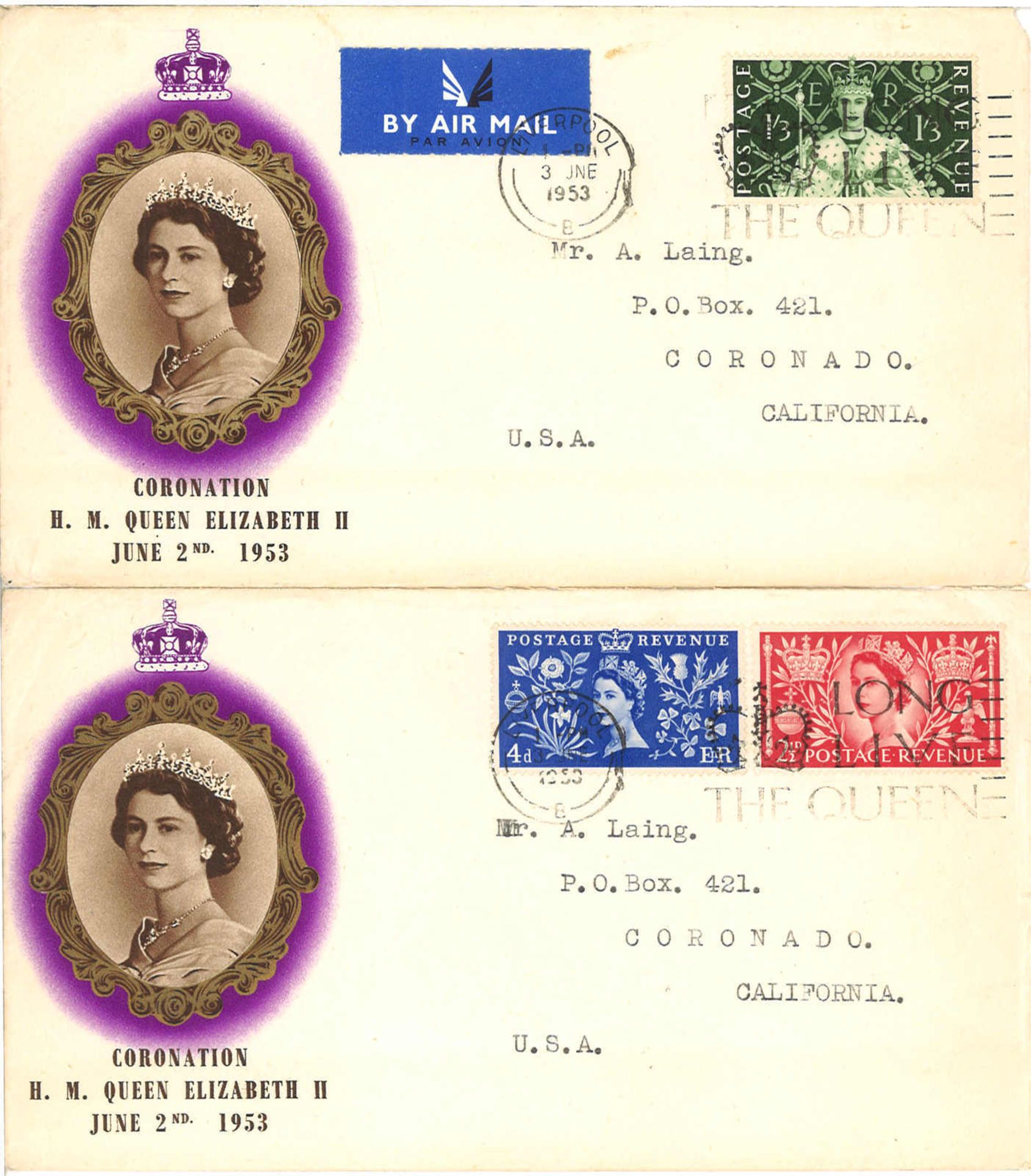 3 FDC, Großbritannien 1953, gestempelt, Michel Nr. 274-277, Krönung Königin ElisabethMindestpreis: 1