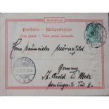Deutsche Kolonien Kiautschou, schöne Präge-Postkarte, Gruß aus Kiautschou, gelaufenMindestpreis: