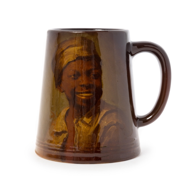 A Rookwood Pottery Portrait Mug   edith fenton, 1901   of tapering handled form, with standard marks