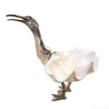 * An Italian Silver Mounted Clam Shell Sculpture   Florence, 20th Century   formed as a cormorant