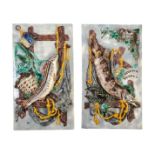 * A Pair of Palissy Style Trompe L'Oeil Wall Plaques   victor barbizet, circa 1865-1870   each of
