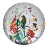 A French Ceramic Charger   montereau, circa 1878   of circular form, painted to show a parakeet