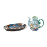 Laurance Rassin   (American, 20th Century)   Pitcher and Plate (two works)   painted and glazed